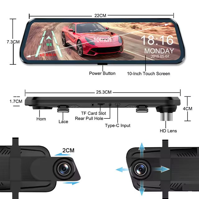 Universal Rearview Mirror With Dashcam And Backup Camera